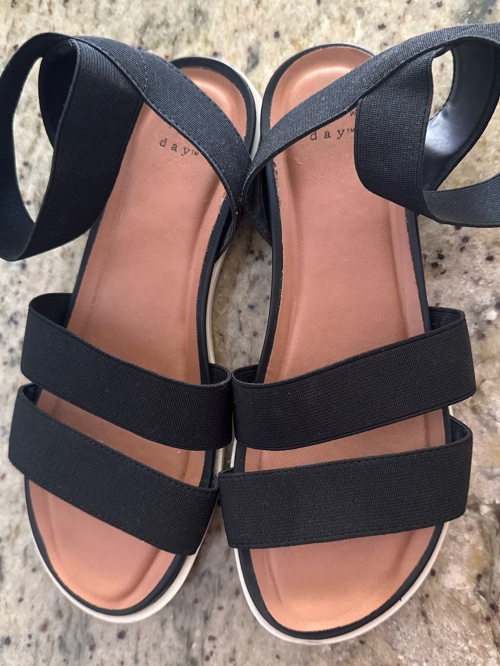 Black Elastic Strap Women's Sandals